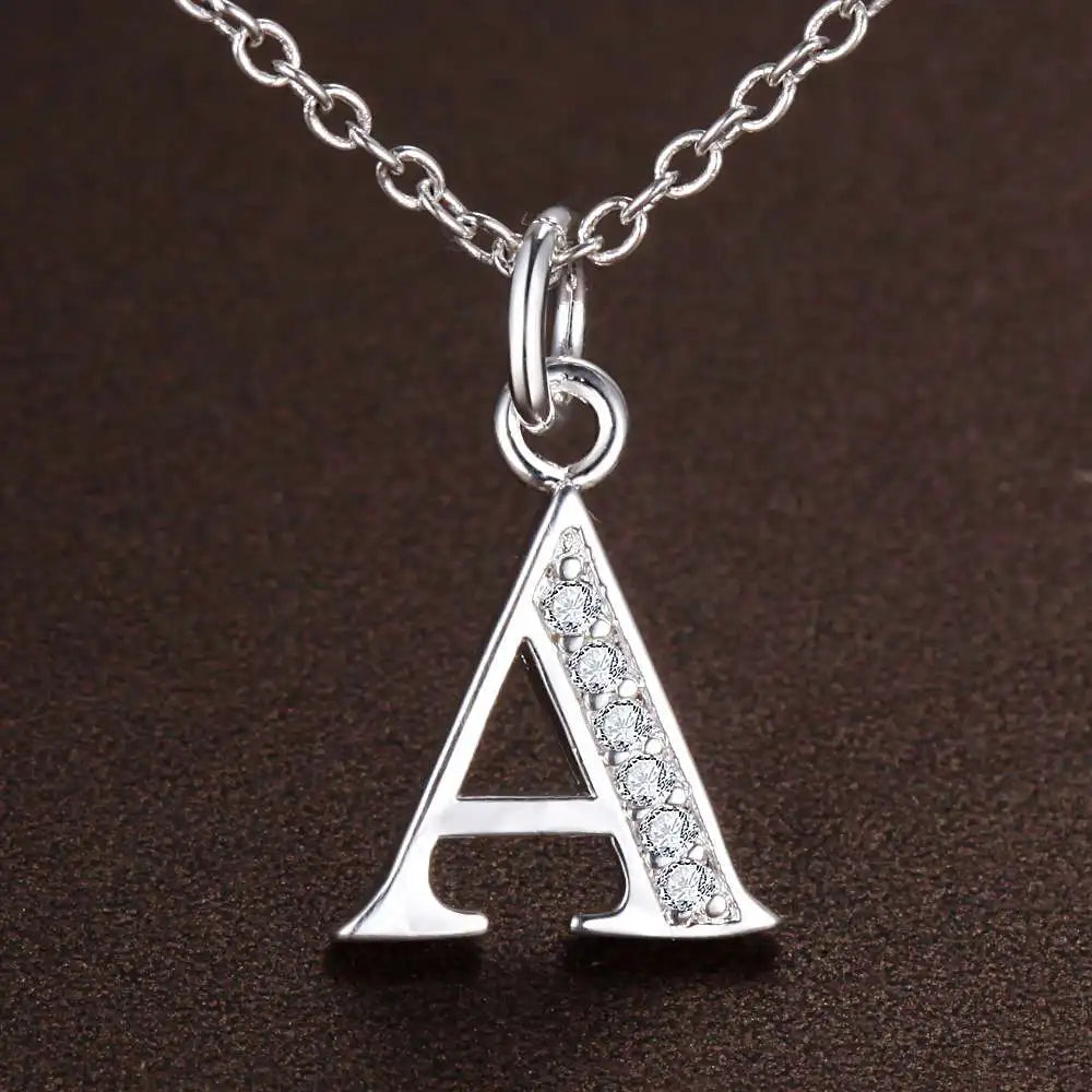 Letters Sterling Silver Necklace Pendant Name Initial