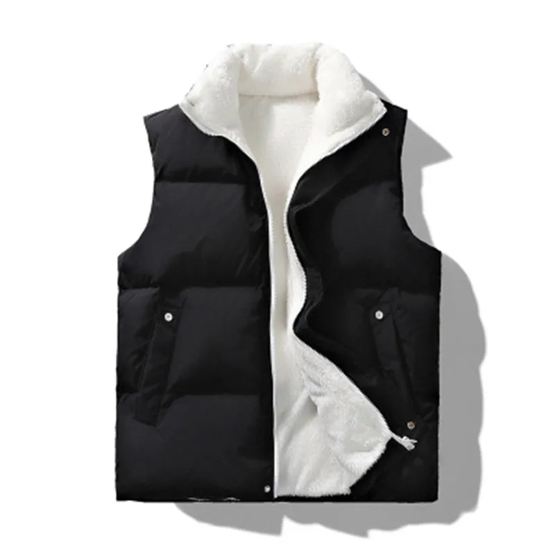 Puffer Vest Fleece Sleeveless Jacket Winter Warm Outwear Plus Sizes