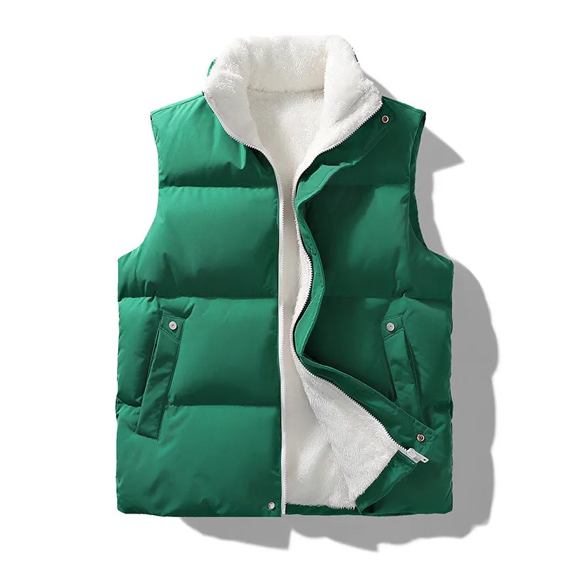 Puffer Vest Fleece Sleeveless Jacket Winter Warm Outwear Plus Sizes