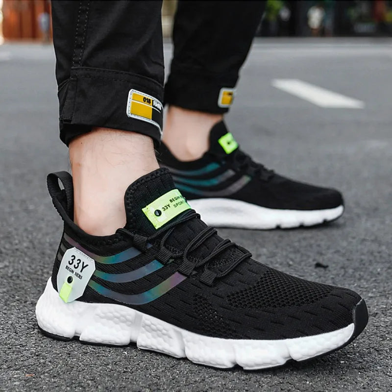Air Mesh Sneakers Elastic Laces Slip On Sport Shoes