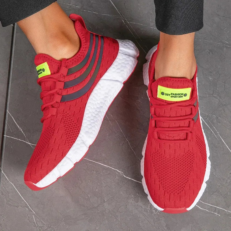 Air Mesh Sneakers Elastic Laces Slip On Sport Shoes