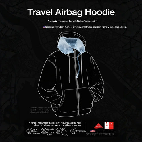 Aeroplane Travel Hoodie With Inbuilt Neck Pillow