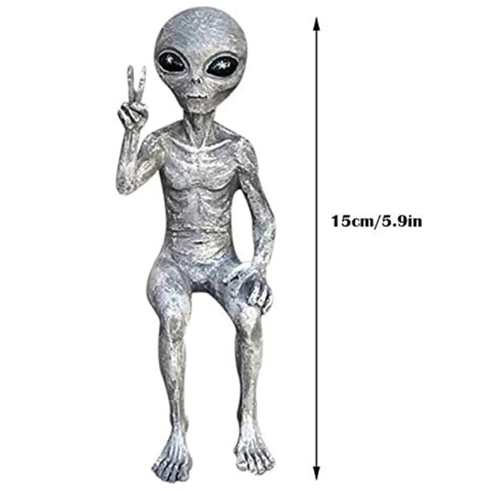 Aliens UFOs Statue Ornament Martians Greys Desk Bookshelf Garden Decor Figurine