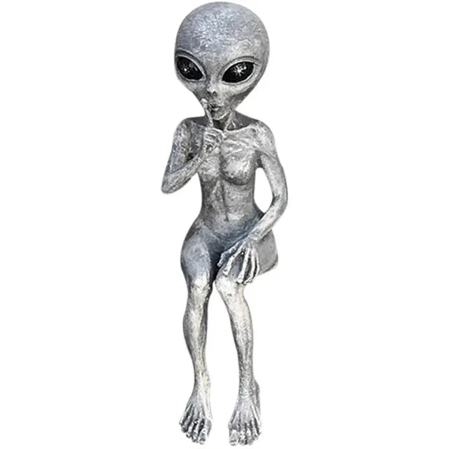 Aliens UFOs Statue Ornament Martians Greys Desk Bookshelf Garden Decor Figurine