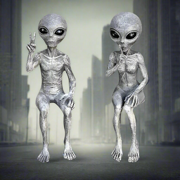 Aliens Statues Figurines Garden Sculpture UFOs Martians Desk Halloween Bookshelf Decor-Keep Melbourne Marvellous Official Store