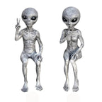 Aliens Statues Figurines Garden Sculpture UFOs Martians Desk Halloween Bookshelf Decor