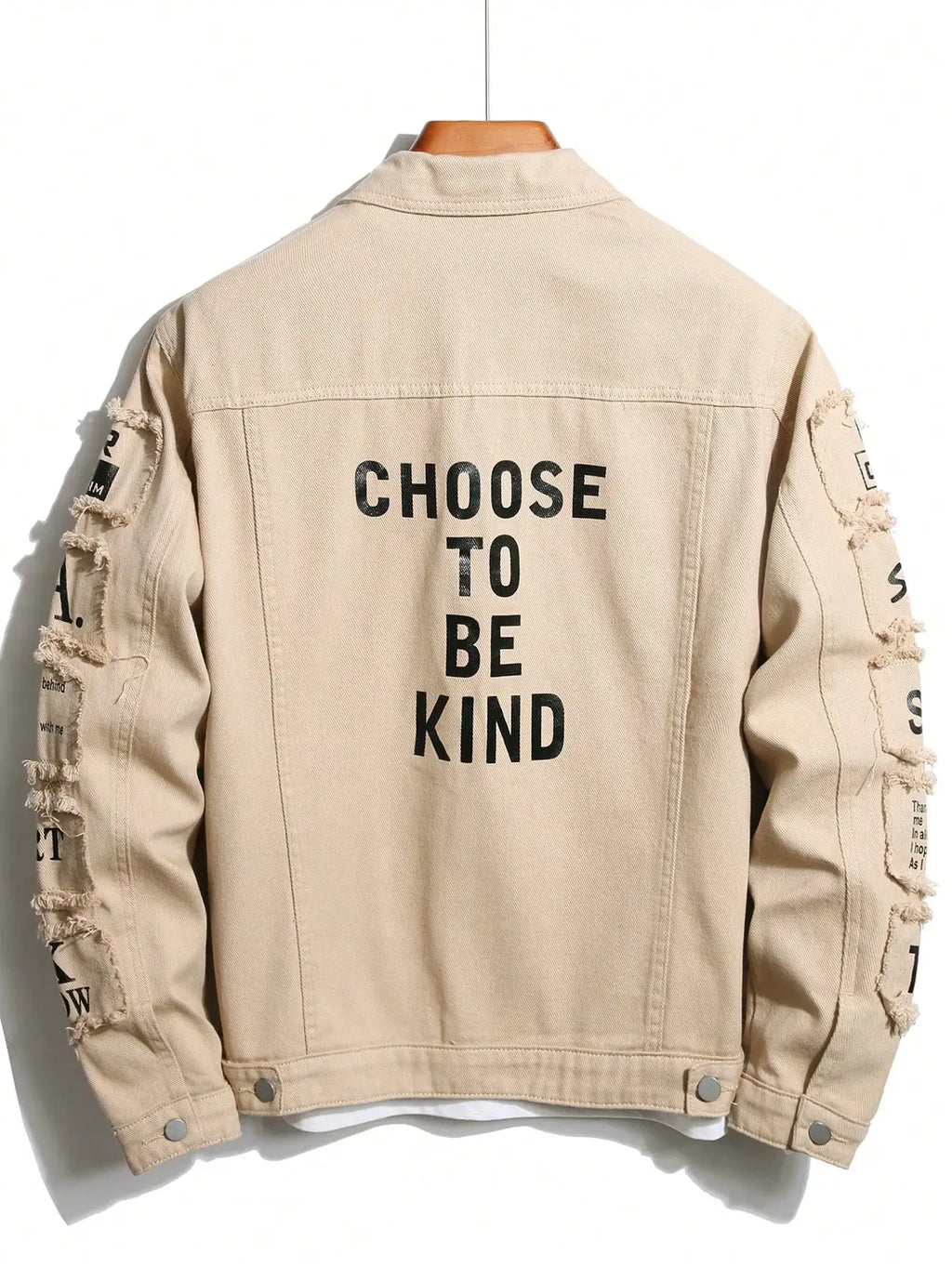 Denim Jeans Fashion Jacket With Patches Choose To Be Kind
