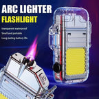 Arc Lighter With Torch Flashlight USB Rechargeable Outdoors Fire Starter Waterproof Windproof