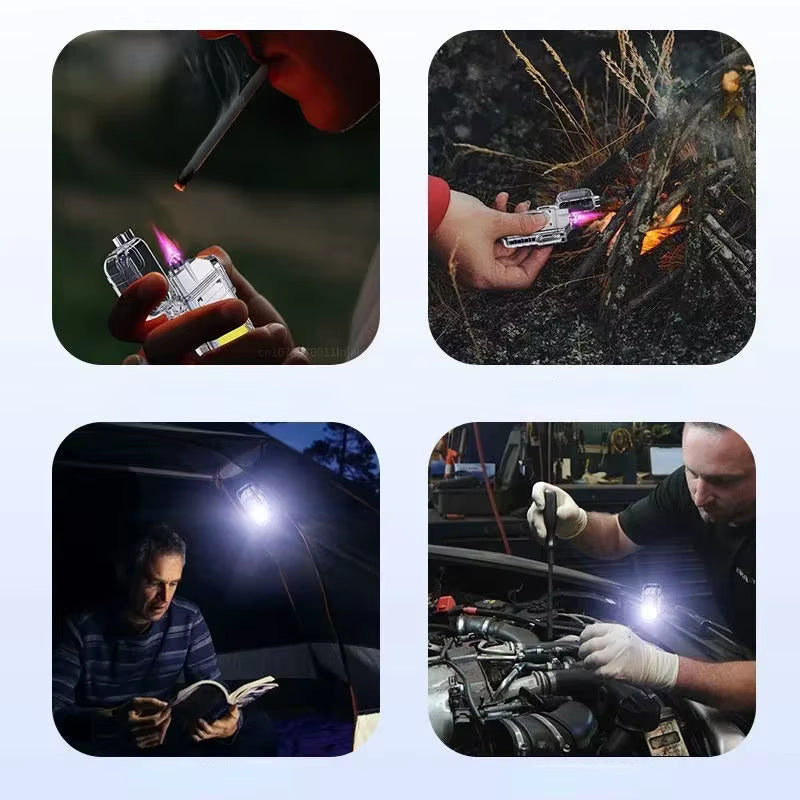 Arc Lighter With Torch Flashlight USB Rechargeable Outdoors Fire Starter Waterproof Windproof