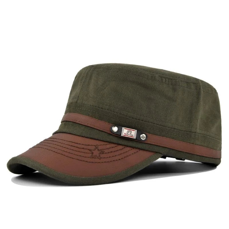 Embroidered Flat Cap Vintage Military Cadet Design – Unisex Adjustable