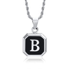 Name Initial Personalised Necklace A-Z Square Stainless Steel Pendant