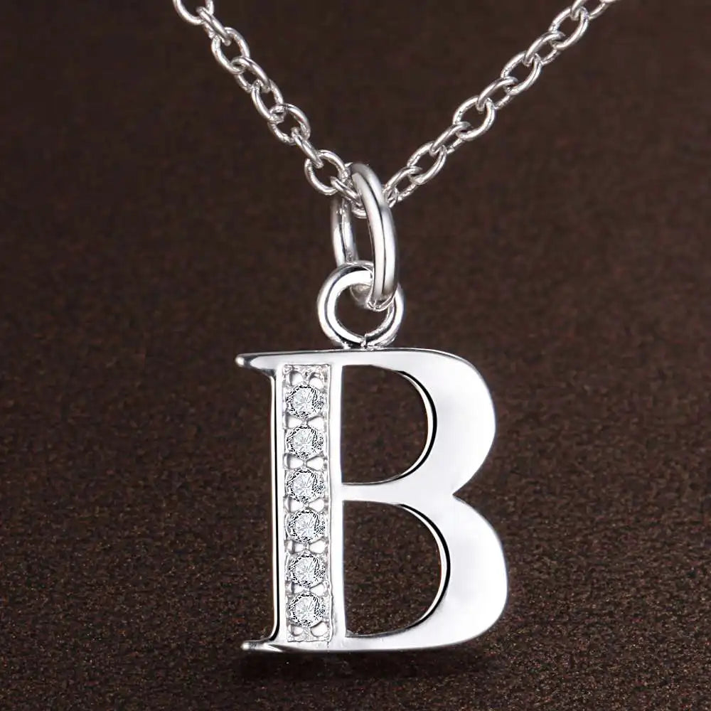Letters Sterling Silver Necklace Pendant Name Initial