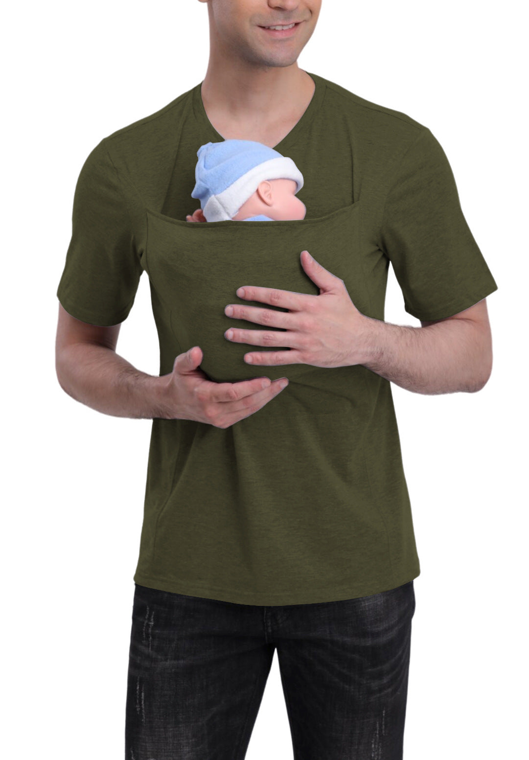 Baby Carrier T-shirt Kangaroo Dad Shirt Pure Cotton Thickened