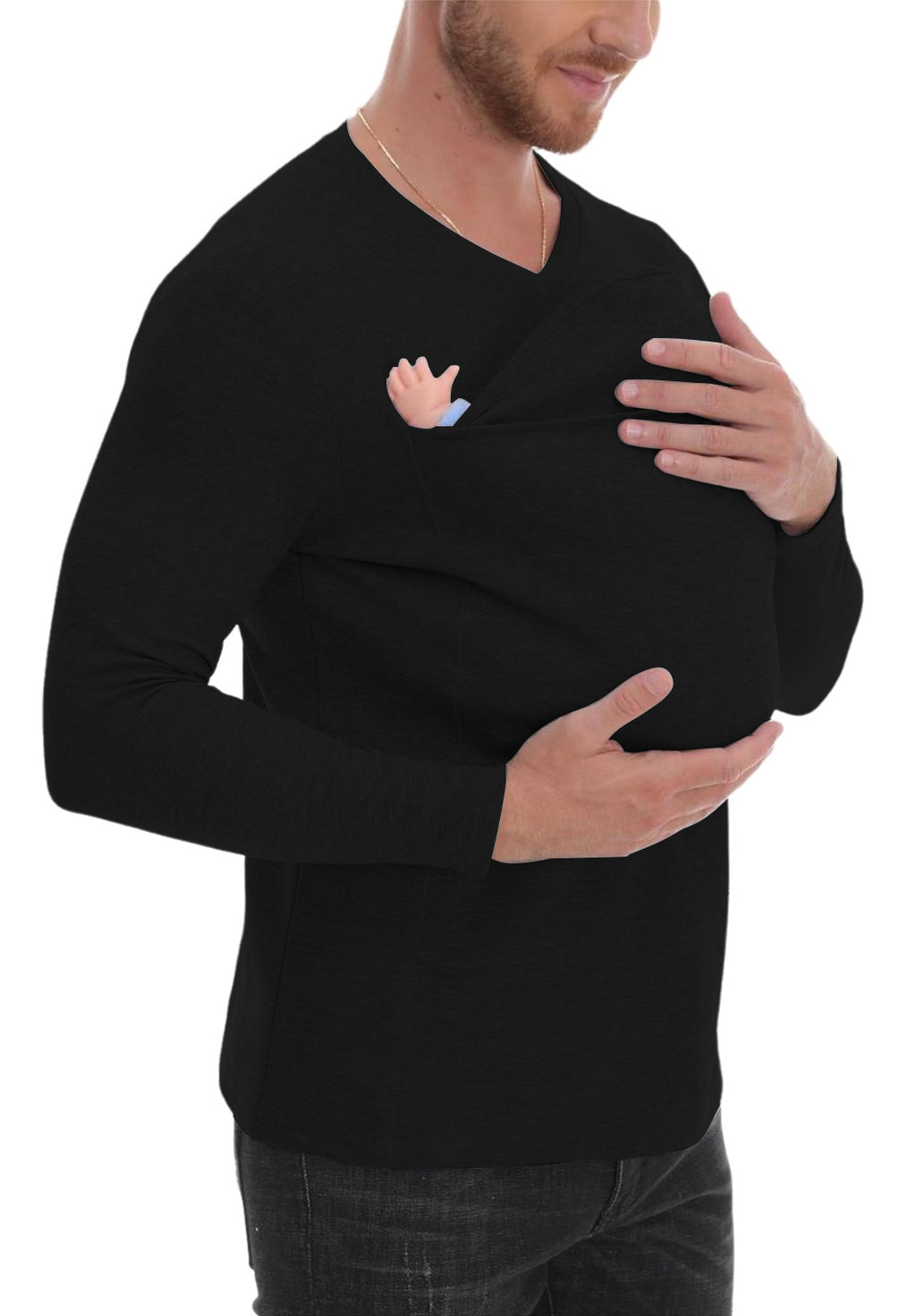Baby Carrier T-shirt Kangaroo Dad Shirt Pure Cotton Thickened