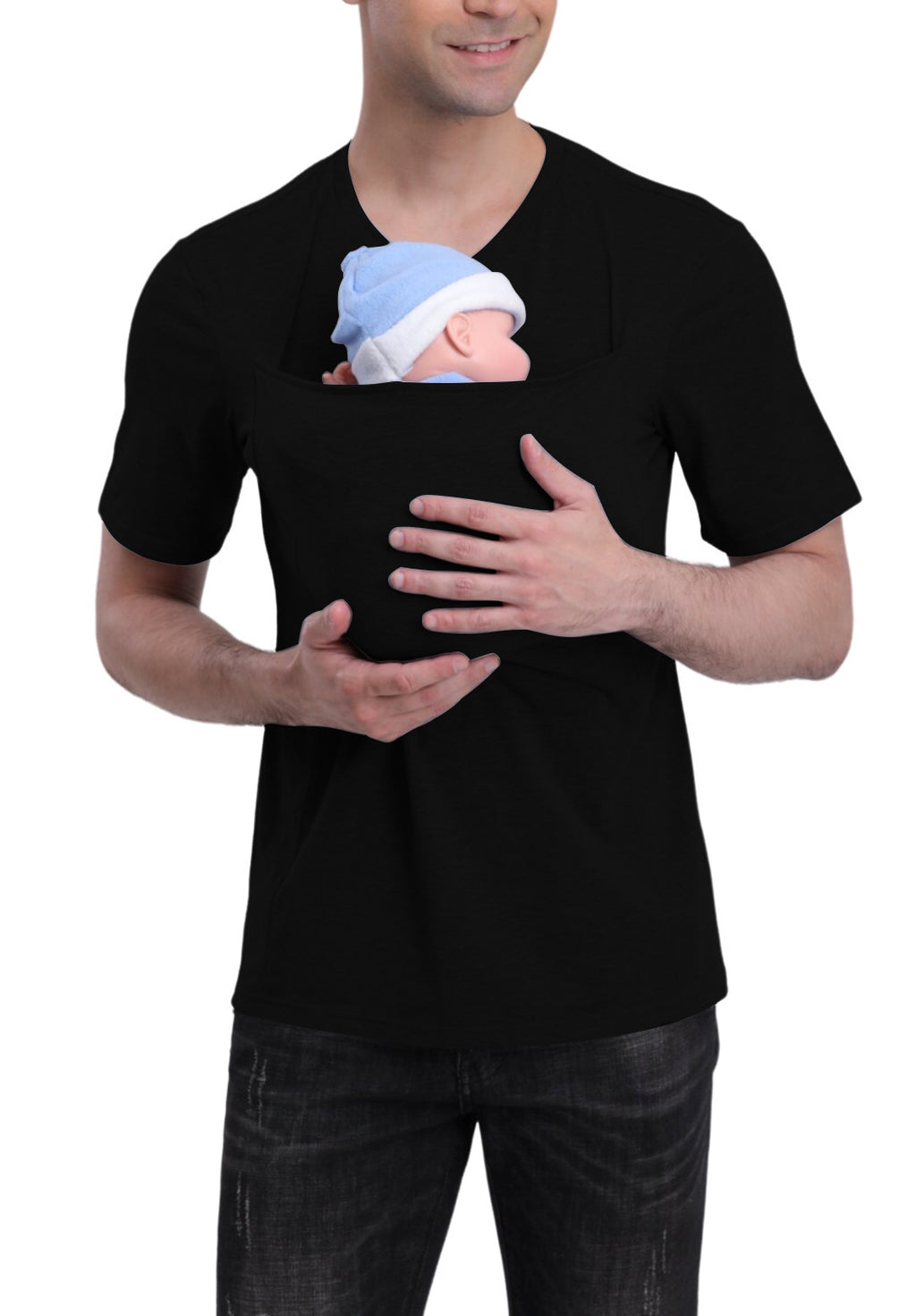 Baby Carrier T-shirt Kangaroo Dad Shirt Pure Cotton Thickened
