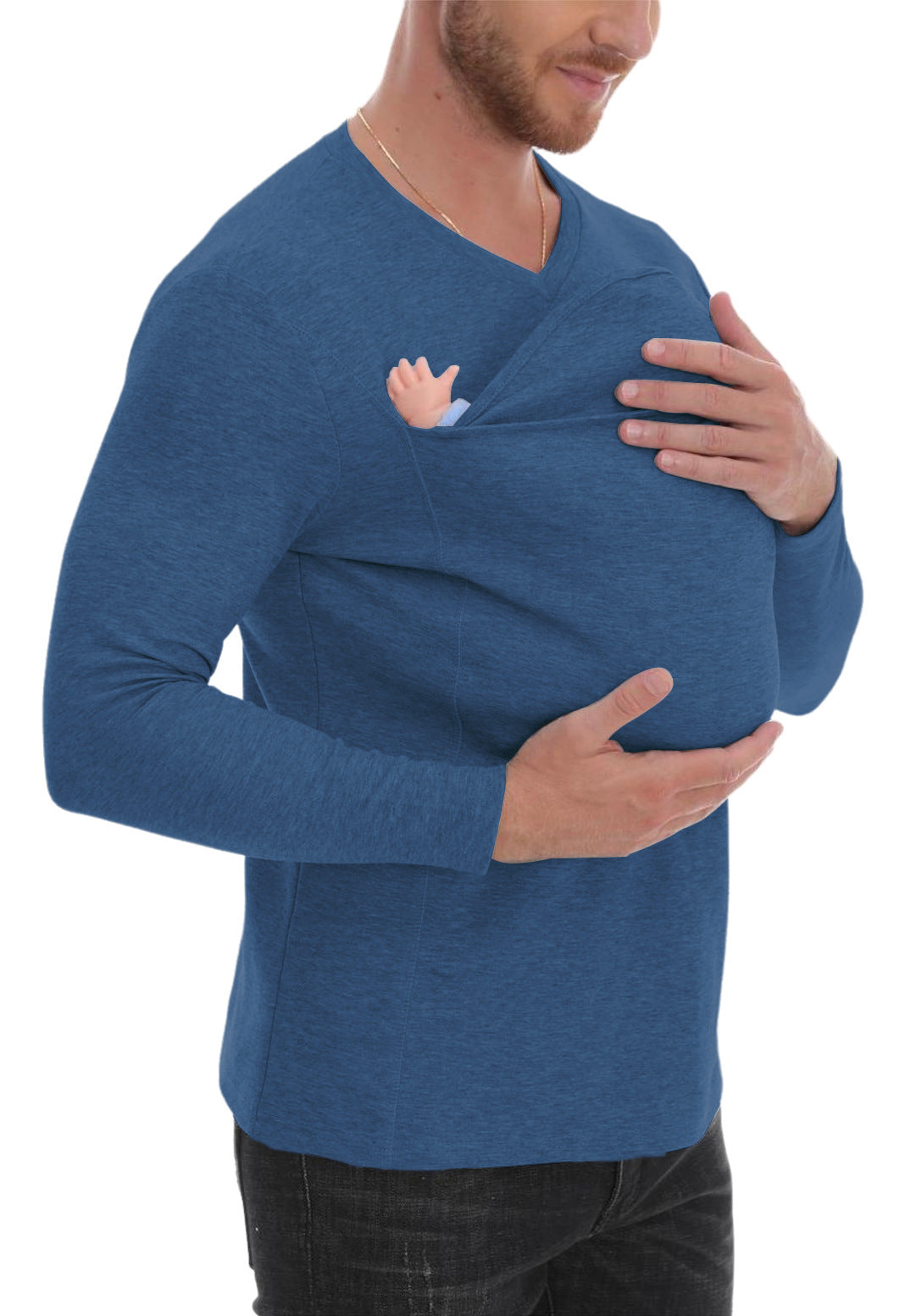 Baby Carrier T-shirt Kangaroo Dad Shirt Pure Cotton Thickened