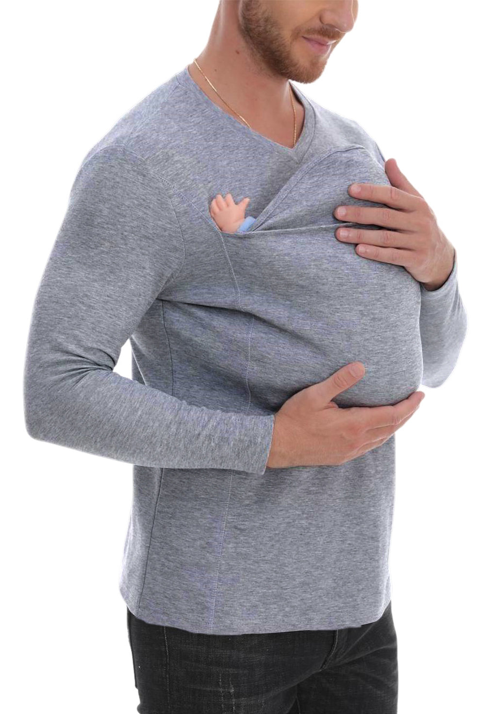 Baby Carrier T-shirt Kangaroo Dad Shirt Pure Cotton Thickened