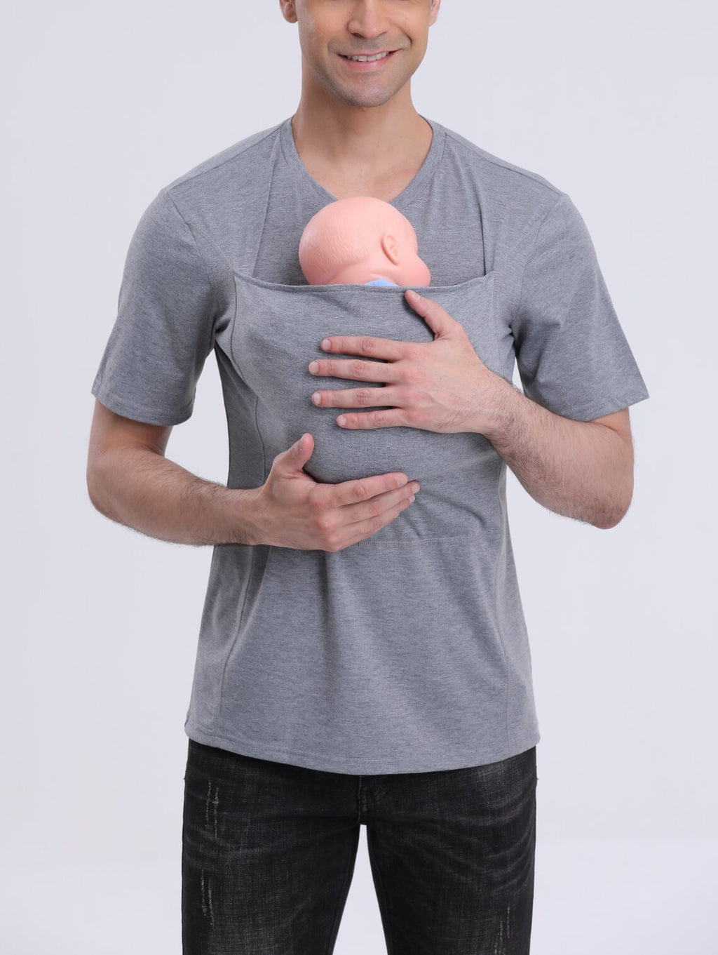 Baby Carrier T-shirt Kangaroo Dad Shirt Pure Cotton Thickened