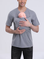 Baby Carrier T-shirt Kangaroo Dad Shirt Pure Cotton Thickened