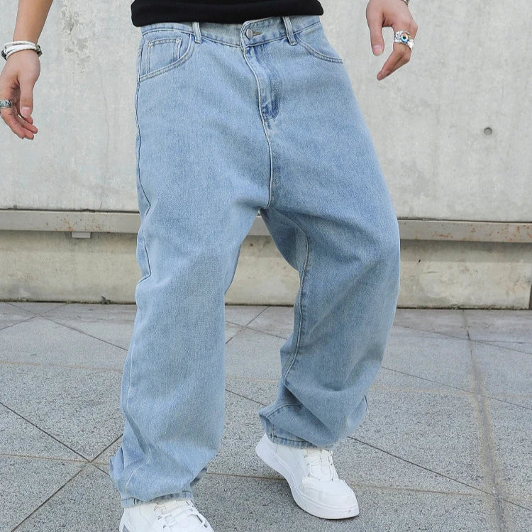 Baggy Washed Denim Rave Jeans Oversize Grunge Streetwear Y2K Loose Fit Pants