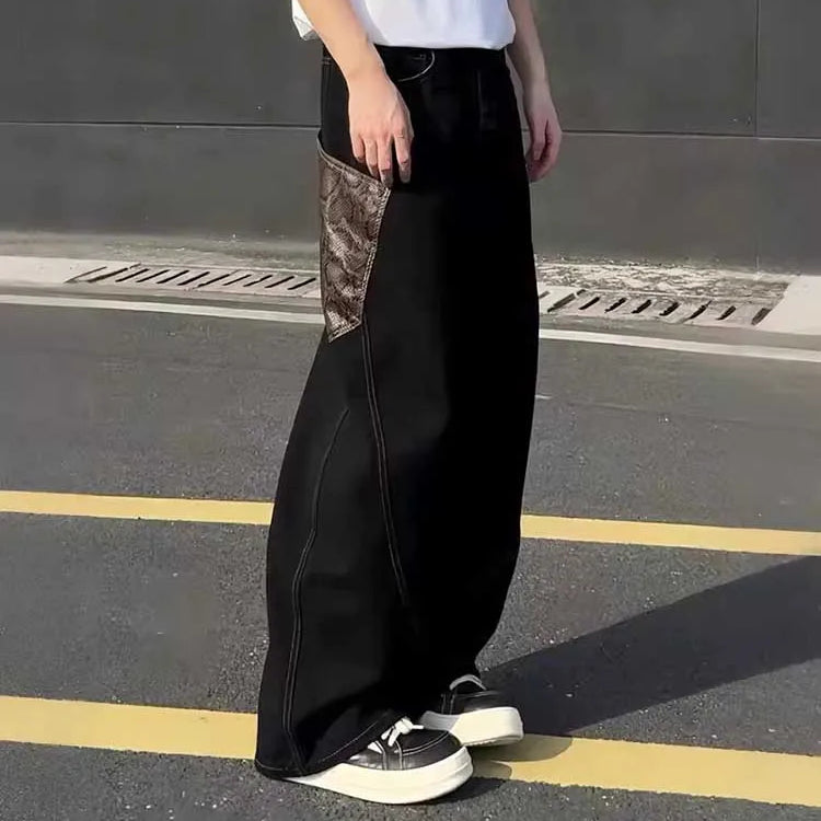 Baggy Denim Jeans Wide Leg Patchwork Casual Banana Pants Retro Streetwear-Keep Melbourne Marvellous Official Store