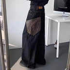 Ultra Baggy Denim Rave Jeans Wide Leg Patchwork Banana Pants Streetwear