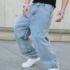 Baggy Washed Denim Rave Jeans Oversize Grunge Streetwear Y2K Loose Fit Pants