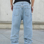 Baggy Washed Denim Rave Jeans Oversize Grunge Streetwear Y2K Loose Fit Pants