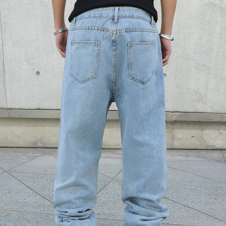 Baggy Washed Denim Rave Jeans Oversize Grunge Streetwear Y2K Loose Fit Pants