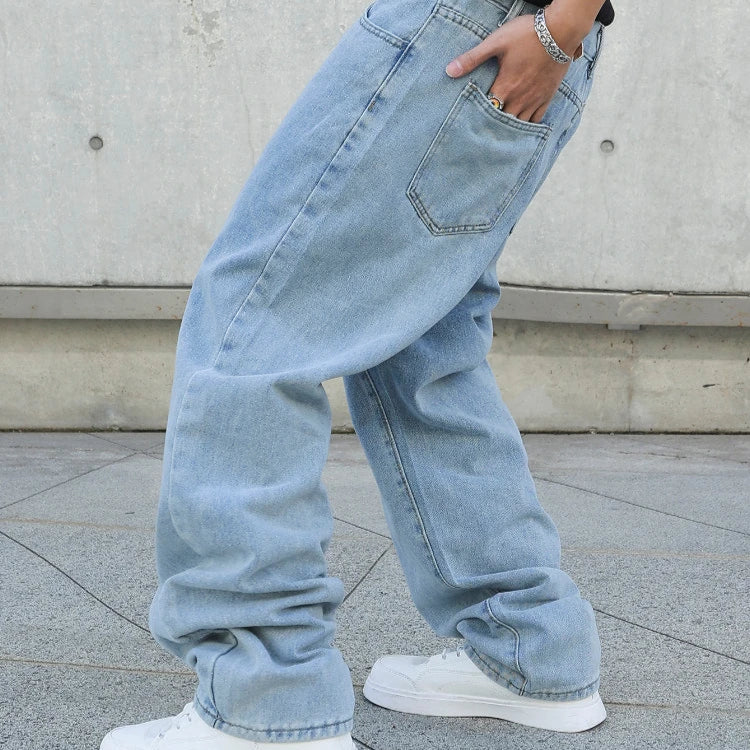 Baggy Washed Denim Rave Jeans Oversize Grunge Streetwear Y2K Loose Fit Pants