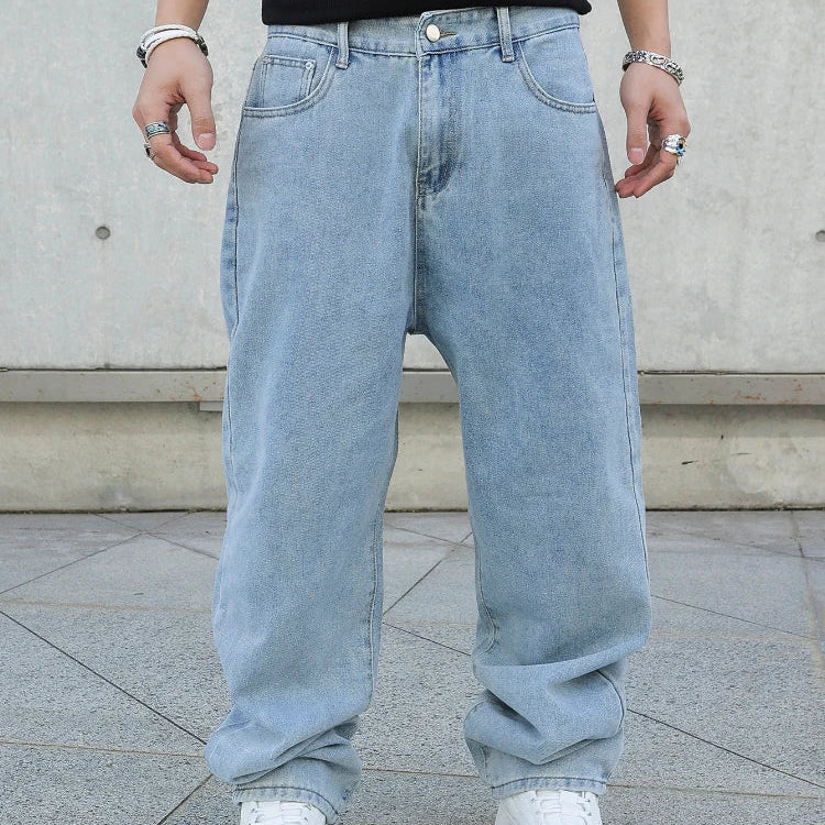 Baggy Washed Denim Rave Jeans Oversize Grunge Streetwear Y2K Loose Fit Pants