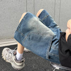 Baggy Denim Shorts Loose Wide Leg Jorts Vintage Wash Streetwear