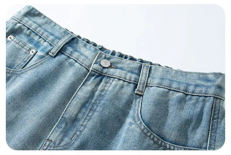 Baggy Denim Shorts Loose Wide Leg Jorts Vintage Wash Streetwear