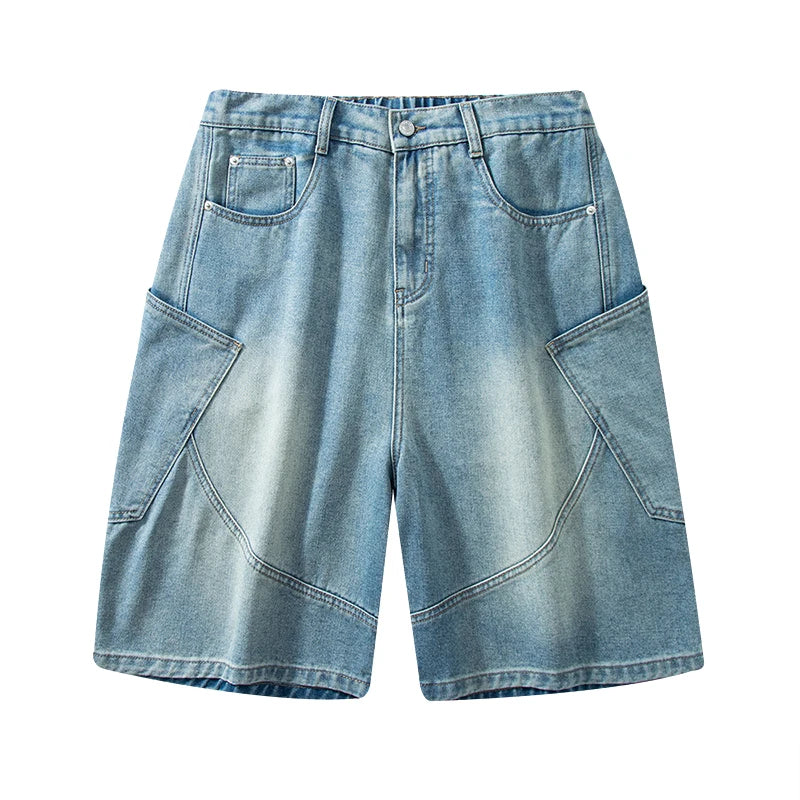 Baggy Denim Shorts Loose Wide Leg Jorts Vintage Wash Streetwear