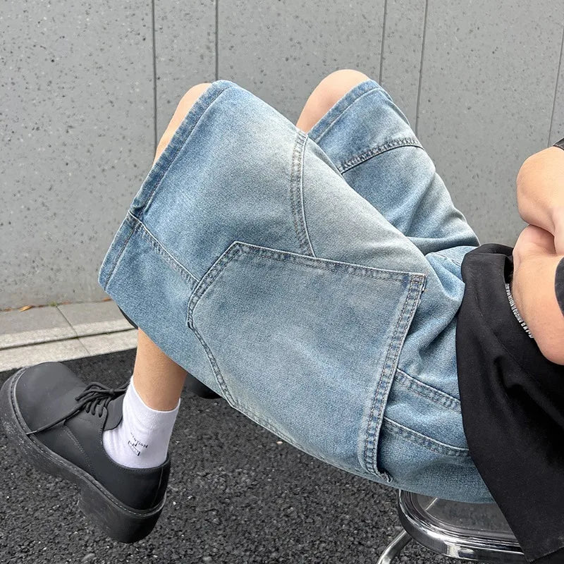 Baggy Denim Shorts Loose Wide Leg Jorts Vintage Wash Streetwear