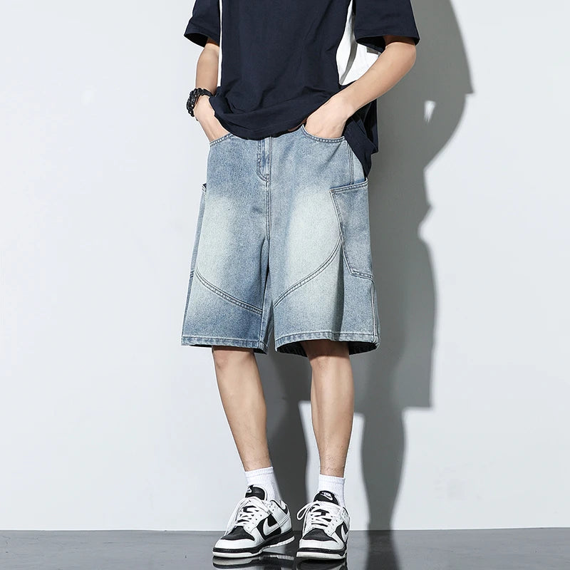 Baggy Denim Shorts Loose Wide Leg Jorts Vintage Wash Streetwear