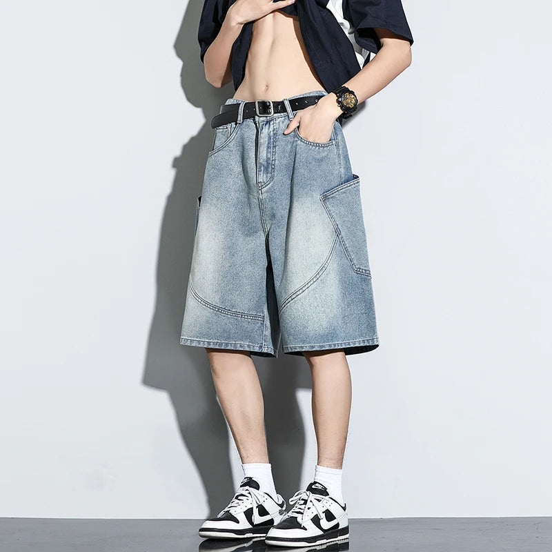 Baggy Denim Shorts Loose Wide Leg Jorts Vintage Wash Streetwear