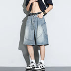 Baggy Denim Shorts Loose Wide Leg Jorts Vintage Wash Streetwear