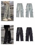 Baggy Oversized Cargo Loose Jeans Strappy American Streetwear Wide-Leg Style