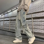 Baggy Oversized Cargo Loose Jeans Strappy American Streetwear Wide-Leg Style