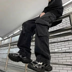 Baggy Oversized Cargo Loose Jeans Strappy American Streetwear Wide-Leg Style