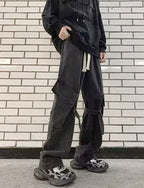 Baggy Oversized Cargo Loose Jeans Strappy American Streetwear Wide-Leg Style