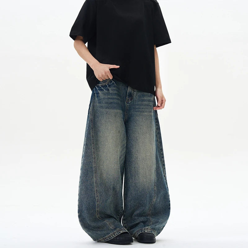 Baggy Wide-Leg Phat Jeans Vintage Denim Knife Pants