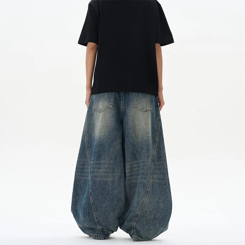 Baggy Wide-Leg Phat Jeans Vintage Denim Knife Pants