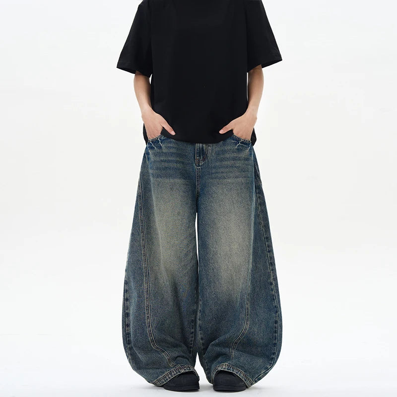 Baggy Wide-Leg Phat Jeans Vintage Denim Knife Pants