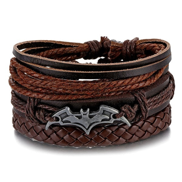 Stacked Bracelet Bangle Chunky Leather