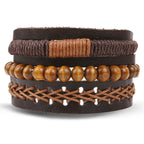 Stacked Bracelet Bangle Chunky Leather