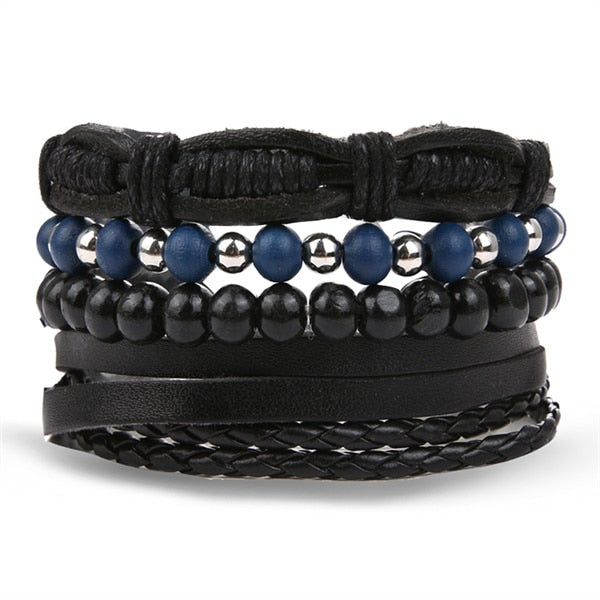 Stacked Bracelet Bangle Chunky Leather