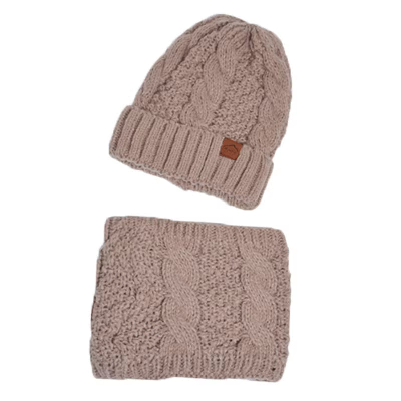 Women's Beanie Scarf 2pcs Set Knitted Thick Fleece Warm Winter Hat