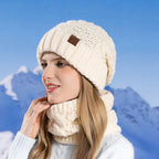 Women's Beanie Scarf 2pcs Set Knitted Thick Fleece Warm Winter Hat